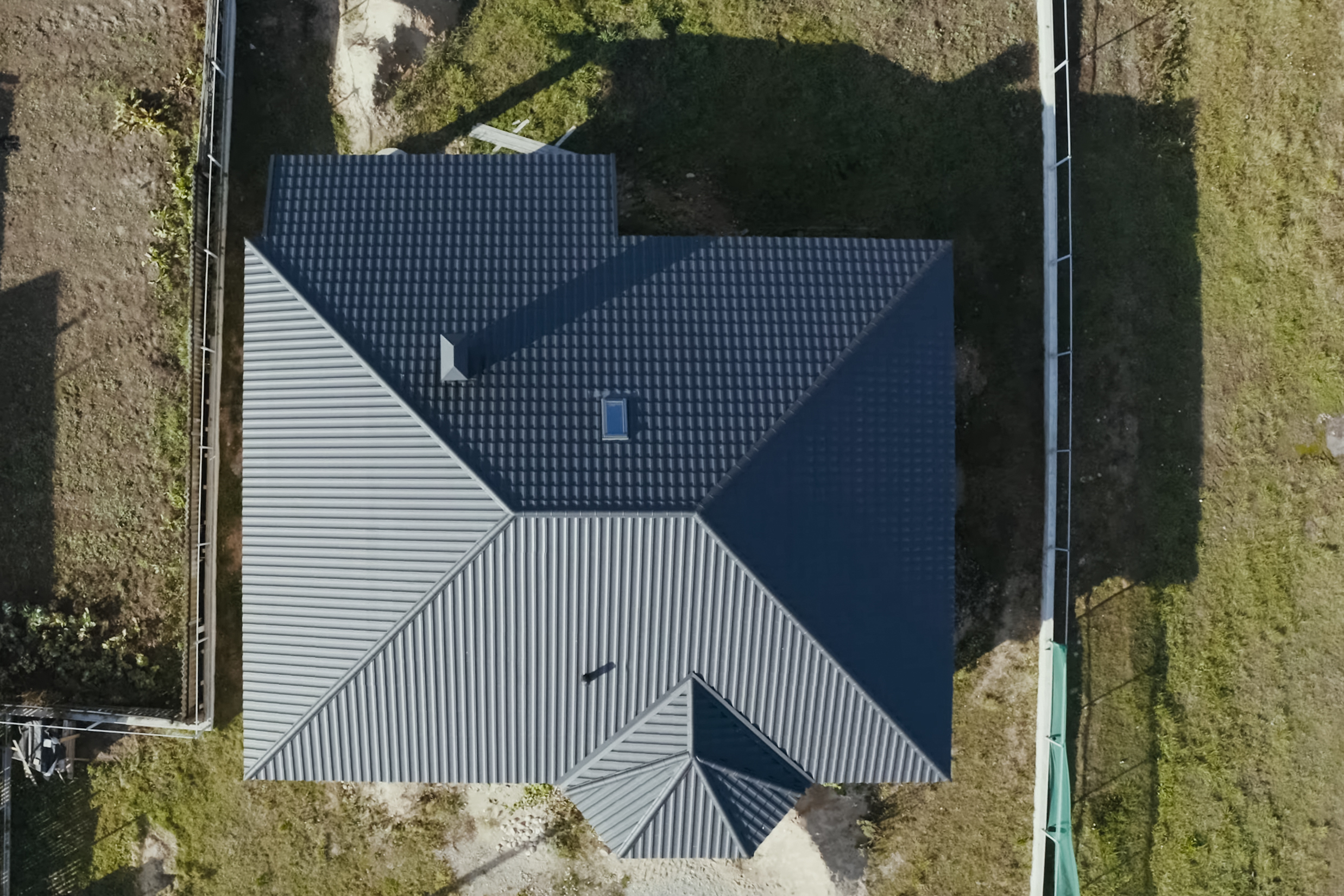 Metal roof on modern Texas home